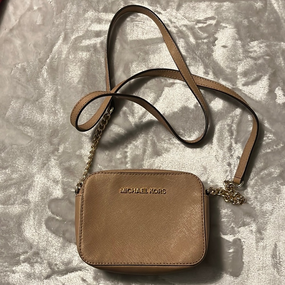 Tan Michael kors mini cross body bag